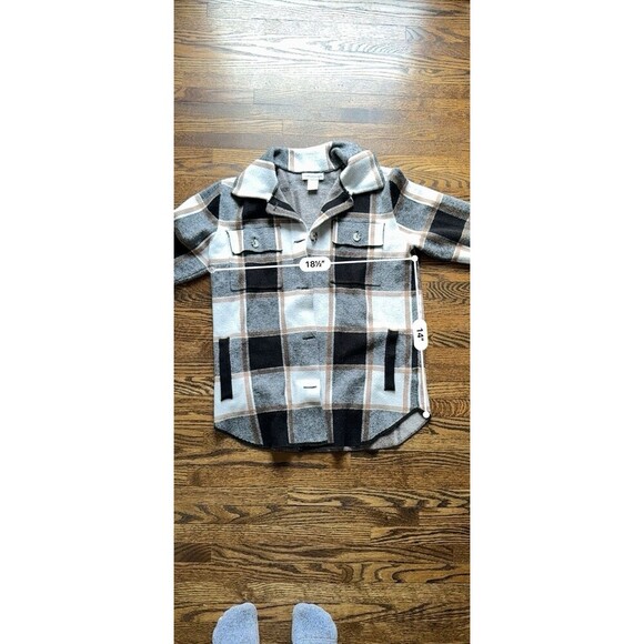 Cupcakes and Cashmere Womens M Plaid Jacket Shacket Black Brown preppy classic - Picture 5 of 6